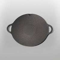 Frying Pan for Induction Hob and Gas Hob, Pre-Seasoned Cast Iron Skillet with Loop Handles, Round Grill Pan and Griddle