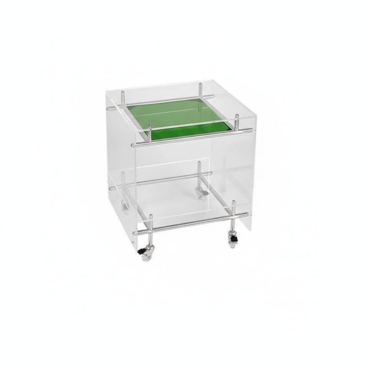 Transparent Design 2-Tier Rolling Trolley Movable with Wheels 2-Tier Rolling Trolley Multi-Functional Bedside Cabinet Multifunctional for Apartment Dwellers, Office Workers, Bedroom, Living Room, Small Areas, Kitchen