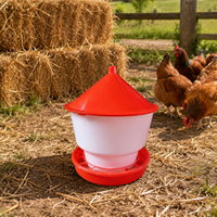 Automatic Chicken Feeder, Pest-Proof Poultry Seed Dispenser, Red and White Waterproof Lid