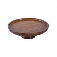High Footed Serving Plate Wood Grain Wooden Pedestal Tray Versatile Pedestal Dessert Plate for Living Room, Dining Table, Party