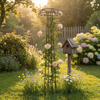 Tall Fungus Top Trellis Cross Braces Metal Climbing Trellis Tapered Frame Garden Structure Decorative Design for Courtyard