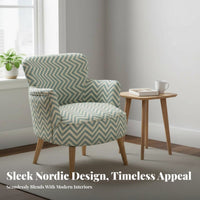 Nordic Design Plaid Upholstered Armchair Comfortable Seating Accent Chair High spine Support Household Furniture Wooden Frame for Readers, Adults, Homeowners, perusing corner, Living Room, Bedroom, Home Office