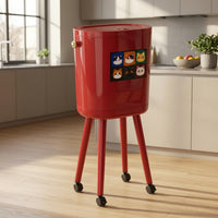 Rectangular Trash Bin with Wheels and Lid Mobile Elevated Trash Bin Double-Layer Wheeled Garbage Can Portable for Kitchen, Dining Room, Small Areas