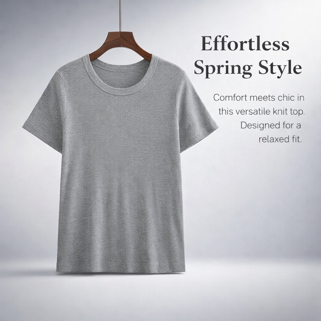 Women's Plus Size Jumpers with Short Sleeves for Everyday Casual Wear, Knitted Tops in Soft Polyester Blend, Round Neck Loose Fit Sweater