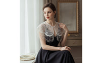 Shoulder Cape Translucent Faux Collar V-Neck for Formal Events, Photo Shoots