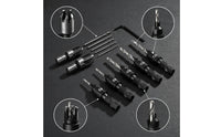 13 Pieces Woodworking Countersink Tool Set with Hex Shanks Pilot Hole Countersink Drill Bit Quick Change Wood Drilling Set Adjustable for Woodworkers, Carpenters, Cabinet Making, Furniture Assembly