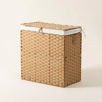 Storage Basket with Lid Collapsible Woven Laundry Basket Lidded for Dorm Room