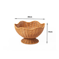 Imitation rattan Basket with Pedestal Handwoven Imitation rattanFruit Basket Round Bowl for Dining Table