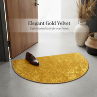 Semi-Circular Gold Prosperity Entrance Mat Non-Slip Floor Rug for Living Room Hallway