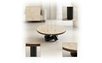 Round Coffee Table Sculptural Stone Coffee Table Geometric Furniture for Apartment Dwellers, Living Room, Small Areas