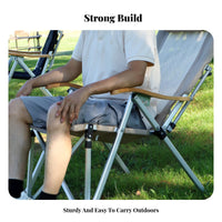 Foldable Design Portable Highspine Recliner Reclining Function Highspine Camp Lounger Lightweight Frame Camping Chair Side Storage Pocket for outdoor enthusiasts, fishers, Sports Fans, Fishing, spineyard, outdoor meal, live events