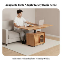 elevateTop Expandable Coffee Table Multi-Functional elevateTop Storage Table with Casters Multifunctional Two-in-singleUse