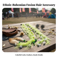 Colorful Hair Rope with Feather Tribal Design Bohemian Dreadlock Accessory Boho Hair Wrap Retro Dreadlock Accessory for Holidays