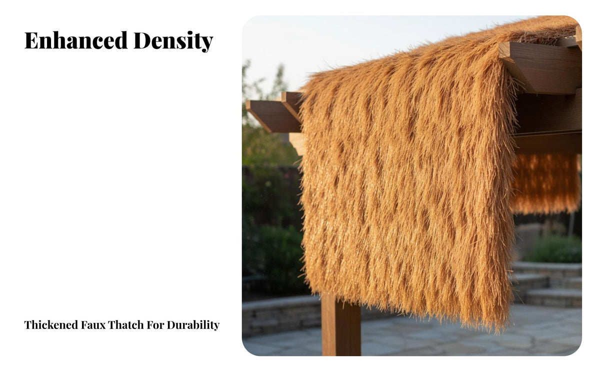 Simulated Thatch Panel Realistic Appearance Synthetic Thatch Roofing Weather Resistant Fake Straw Roof Panel for Homeowners, Hobbyists, Roofs, Patios