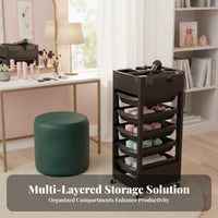 Plastic Cosmetic Trolley with Wheels Includes Dye Bowl Hairstylist Tool Organizer Cart Mobile Hairdressing Station Easy to Clean