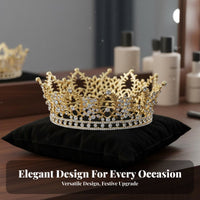 Gold King Crown Regal Design men's King Crown Gender-Neutral Jeweled Tiara Ornate Detailing Sturdy Build for Actors, Pageants
