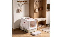 Non-Stick Surface Stainless Steel Litter Box Scratch Resistant Extra Large Flip Top Litter Box High Sides Covered Kitty Litterbox 2-in-1 Design for Small Apartments