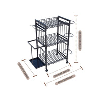 Movable Mobile Gym Equipment Rack Large Capacity Exercise Mat Rack Wheels Multi-Tier Sports Organizer Space-Saving for Fitness Room, Garage