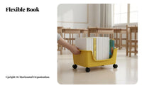 under-table Rolling cart with casters Wheeled Book container Movable for Students, Kids