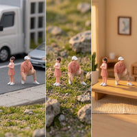 2 Pieces Father and Daughter Figurines 1/64 Detailed Miniature People Figurines Colorful Miniature People Figures for Collectors