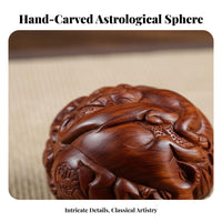 2 Pieces Chinese Astrological Hand Massage Balls Collectible Carved Wooden Baoding Balls Sturdy for Collectors, Office Workers, Stretching, Meditation