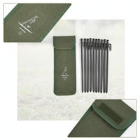 10 Pieces Rustproof Camping Tent Stake Kit with Pouch Compact Tent Stakes with Storage Bag Lightweight Metal Ground Stakes with Bag Multi-Purpose for Backpackers