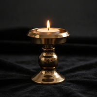 Short Taper Candle Holder Small Taper Candle Holder with Wide Base Metallized Candlestick with Pedestal Base for Wedding