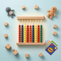 Wooden Abacus Hands-on Wooden Bead Abacus Math Board Developmental Educational Toy Rainbow for Preschoolers, Classroom