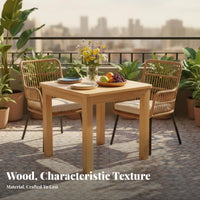 hardwood Wood Square Meal Table Multi-Purpose Square Utility Table Space-Saving Wooden Desk adaptable Use for Apartment Dwellers, Individuals, Balcony, Study Room, Kitchen, Home Office