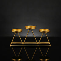 3-Cup Candle Holder Geometric Candle Holder with 3 Cups Metal Candelabra Modern Rectangular for Event Planners