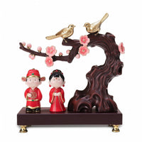 Wedding Ornament with Birds Traditional Couple Figurine with Base Romantic Lovebird Statue for Engagement