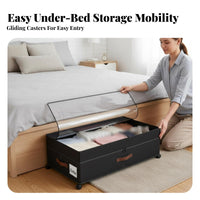 Wheeled Design Rolling Storage Container Space-Saving Rolling Storage Bin Lowheight Organizer Box Multi-Purpose for Students, Apartment Dwellers, Homeowners, under-bed, Bedroom, Dorm Room, Closet