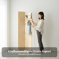 Freestanding Folding Pegboard Divider Foldable Design Partition Screen Minimalist Aesthetic Storage Rack Multi-Functional for Homeowners, Students, Entryway, Studio Apartments, Apartment, Bedroom
