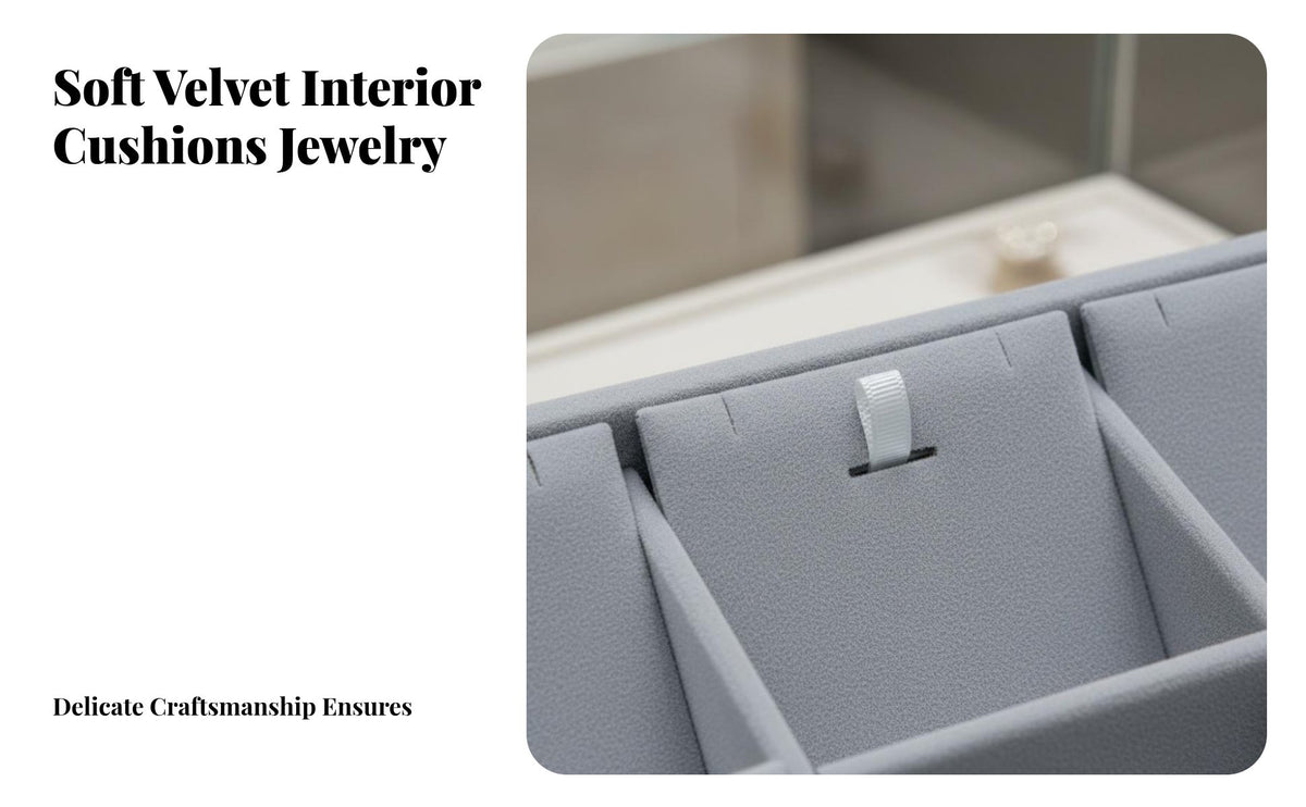 Elegant Gray Velvet Jewelry Display Tray Space Saving Compartment Jewelry Tray Multi-Functional for Vanity Top, Closet