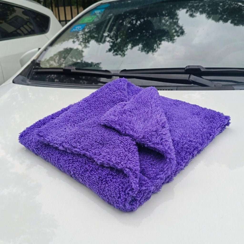 Edgeless Design Towel Car Drying Towel, 40cm x 40cm Microfibre Cleaning Cloth, 350 GSM Soft Coral Fleece for Interior and Exterior Detailing