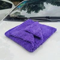Edgeless Design Towel Car Drying Towel, 40cm x 40cm Microfibre Cleaning Cloth, 350 GSM Soft Coral Fleece for Interior and Exterior Detailing