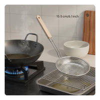 Stainless Steel Skimmer Spoon Fine Mesh Holes Perforated Frying Spoon