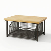 Countertop Organizer with Wire Basket Space Saving Storage Rack Heavy Duty Countertop Riser with Shelf for Office Breakroom