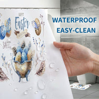 4Pcs Easter Washroom Decor Set Crisp Digital Printing Easter Shower Curtain Rug Set Waterproof for Families, Homeowners, Home Decoration