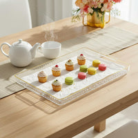 Light Luxury Design Decorative Food Platter Multi-Purpose Serving Tray with Handles Easy to Clean Rectangular Serving Tray Long-Lasting for Living Room, Coffee Table, Kitchen, Bathroom