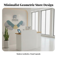Small Reception Desk Wide Countertop Salon Front Desk Construction Retail Checkout Counter for Cashiers, Receptionists, Medical Office, Lobby, Office