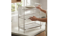Dish Drainage Rack with Drain Board Rectangular Frame Stainless Steel Dish Drainage Rack Large Capacity Kitchen Organizer