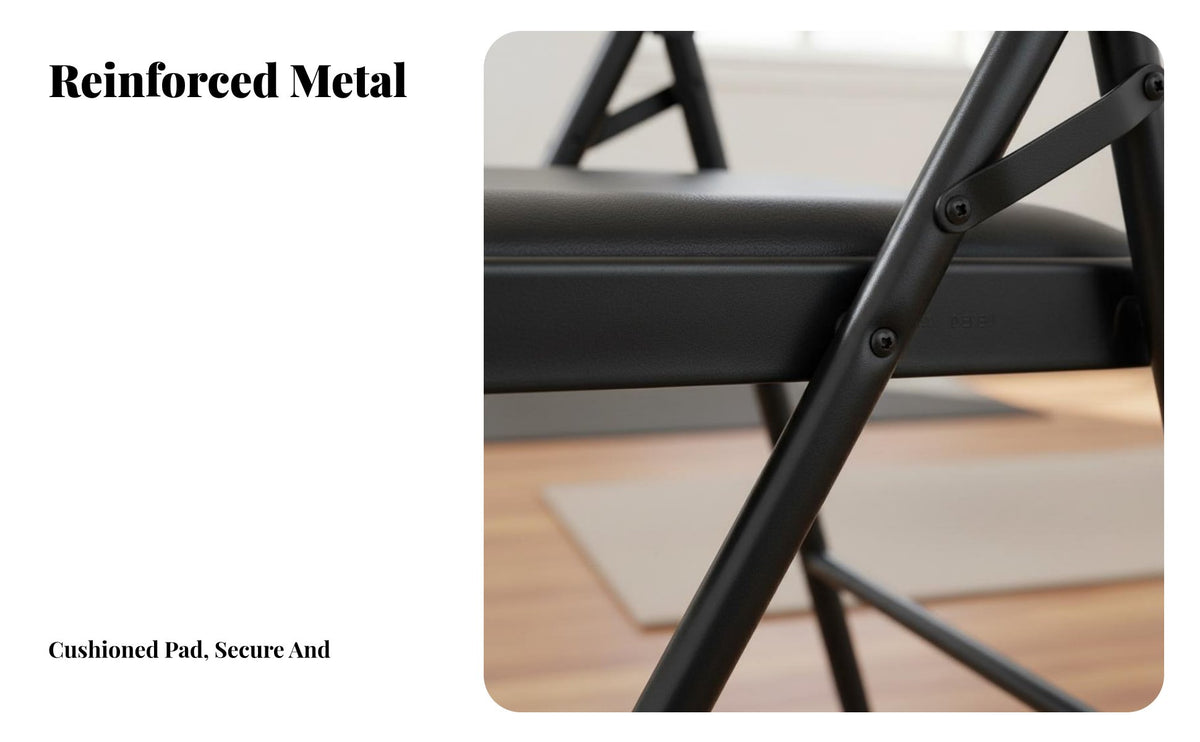 Foldable and Portable Iyengar Mind-Body Practice Chair Reinforced Frame Folding Mind-Body Practice Chair Non-Slip Feet Backbend Support Bench for Home Practice