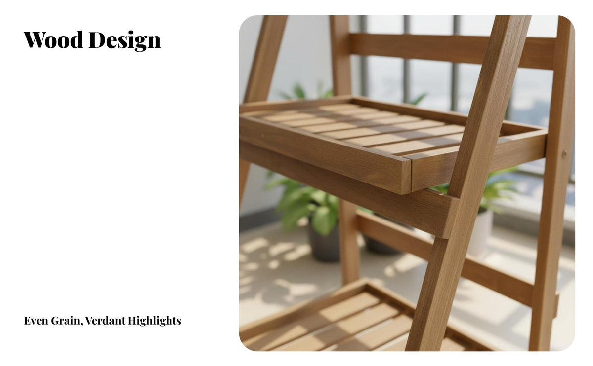 Floor-Standing 3-Tier Ladder Stand Tiered Design 3-Tier Rolling Plant Stand Space-Saving Flower Display Movable with casters for Gardeners, Homeowners, Apartment Dwellers, Living Room, Balcony, Indoor Spaces, Front Porch