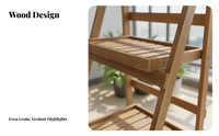 Floor-Standing 3-Tier Ladder Stand Tiered Design 3-Tier Rolling Plant Stand Space-Saving Flower Display Movable with casters for Gardeners, Homeowners, Apartment Dwellers, Living Room, Balcony, Indoor Spaces, Front Porch
