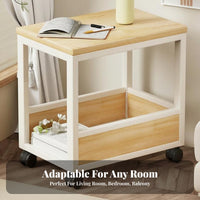 Movable Design Mobile Side Table with Wheels Multi-Tier Storage Stand Versatile Household Furniture Sturdy Construction for Apartment Dwellers, Office Workers, Living Room, Bedroom, Balcony, Small Areas