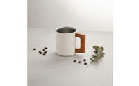 Stainless Steel Mug Wood Handle Wall Insulated Cup Nordic Coffee Cup for Office
