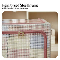 Framed Textile Storage Box Stackable Closet Organizer Reinforced Handles