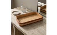 Woven Storage basket Holder Handwoven Fiber Storage basket Leather-Like Trim Woven box