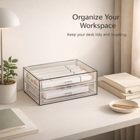 Clear Acrylic Desk Storage with Stackable Desktop Drawers, Organiser for Vanity Table and Study Office